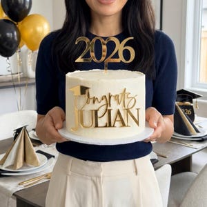 2026 Graduation Personalized Congrats Name Acrylic Cake Topper Set