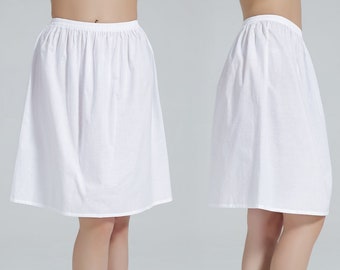 Women Half Slip Cotton Underskirt Vintage in 3 Lengths White
