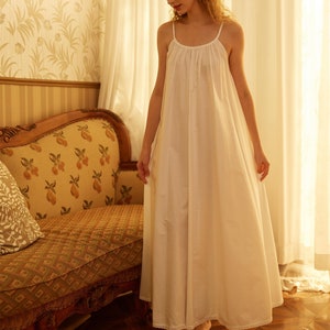 Nightgown 100% Cotton Nightgown Victorian Nightgown Women White Vintage long nightgown Honeymoon Bridal Lingerie Sleeveless nightgown