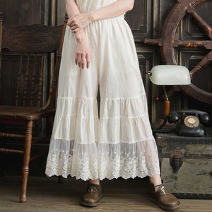 Womens Bloomers Vintage Cotton Long Bloomers Plus Size Pantaloons ...