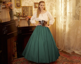 Victorian Style Skirt Cotton Long Skirt Period Skirt Medieval outfits Renaissance Festival Skirt Ren Faire Costume Full Length