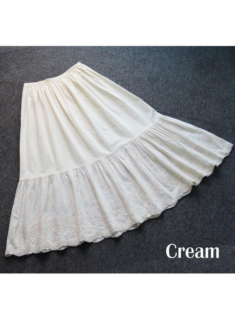 Petticoat Half Slip Cotton Women's Skirt Extender Dress Extender Vintage Underskirt with Flower Vine Lace Embroidery zdjęcie 9