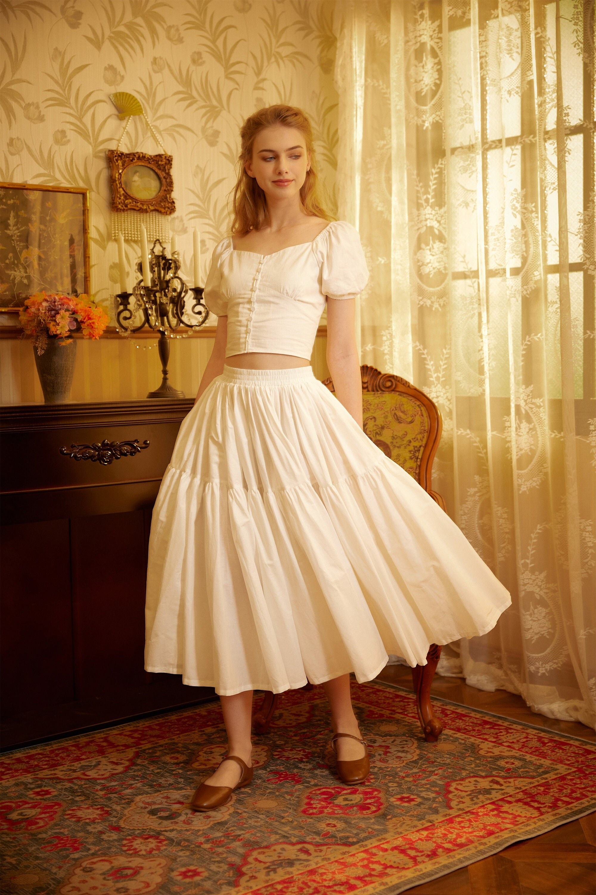 Floor length pleated best sale skirt