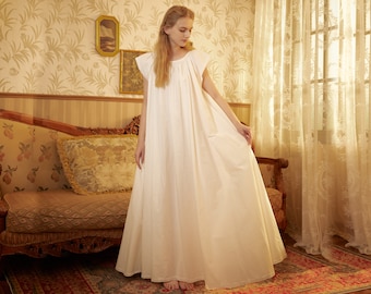 Nightgown Cotton Victorian Vintage Nightgown Plus Size White Long Sleepwear Nachthemd Floor Length