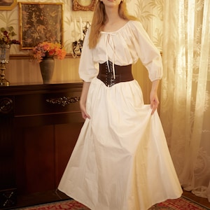 Victorian Style Skirt Cotton Long Skirt Period Skirt Medieval outfits Renaissance Festival Skirt Ren Faire CostumeFull Length White