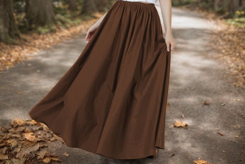 Victorian Style Skirt Cotton Long Skirt Period Skirt Medieval outfits Renaissance Festival Skirt Ren Faire CostumeFull Length Brown