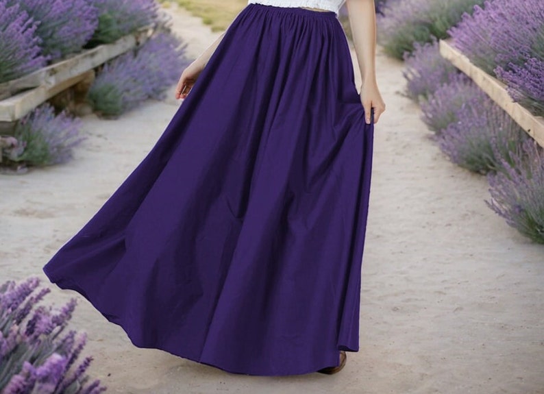 Victorian Style Skirt Cotton Long Skirt Period Skirt Medieval outfits Renaissance Festival Skirt Ren Faire CostumeFull Length Purple