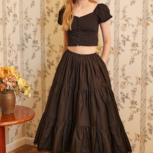 Jupon demi-jupe en coton pour femme avec bordure en crinoline et bordure en dentelle avec ceinture élastique en trois longueurs Noir image 10