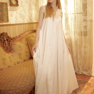 Victorian Nightgown for Women Vintage Nightie 100% Cotton Sleeveless long Sleepwear Plus Size Nightgown image 3