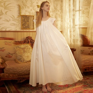 Nightgown 100% Cotton Victorian White Nightgown Women Nightie Maternity Long Dress Plus Size