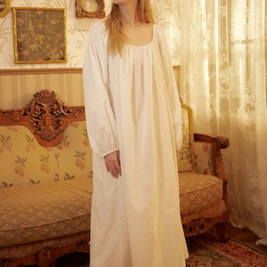 Nightgown Cotton for Women Victorian Nightgown Vintage Long Sleepwear Square Neck Long Sleeve Medieval Nightgown Plus Size image 10