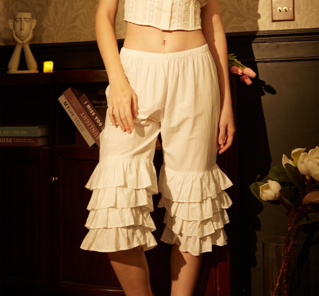 Cotton Bloomers Vintage Pantaloons Pajama Pants Culottes Cropped Pants