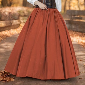 Victorian Style Skirt Cotton Long Skirt Period Skirt Medieval outfits Renaissance Festival Skirt Ren Faire CostumeFull Length Burnt Orange