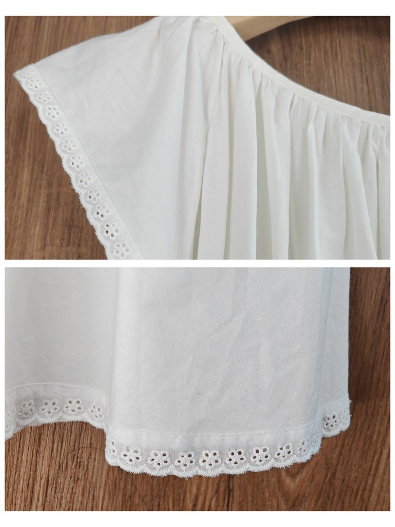 Nachtjapon Katoen Victoriaanse Vintage Nachtjapon Plus Size Witte Lange Nachtkleding Nachthemd Vloerlengte afbeelding 7