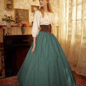 Victorian Style Skirt Cotton Long Skirt Period Skirt Medieval outfits Renaissance Festival Skirt Ren Faire CostumeFull Length image 2