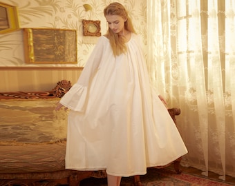 Nightgown Cotton for Women Victorian Nightgown Vintage Sleepwear Long Bell Sleeve Medieval nightgown Plus Size