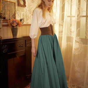 Victorian Style Skirt Cotton Long Skirt Period Skirt Medieval outfits Renaissance Festival Skirt Ren Faire CostumeFull Length image 3