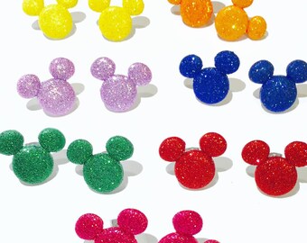 Mickey Mouse Earrings - Glitter Mickey Mouse Earrings - Mickey Icon Earrings - Disney Inspired Jewelry - Disney Inspired Earrings
