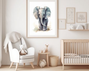 PRINTABLE Baby Elephant print, Safari animal prints, nursery art, Safari nursery decor, Elephant, Safari animals, Nursery wall art