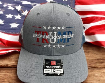 TRUMP Keep America Great / Trump Trucker Cap / Trump Richardson 112 / Embroidered Trucker Hat / MAGA /