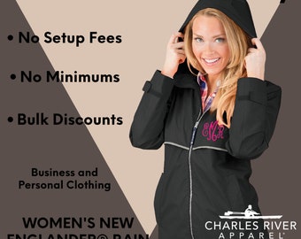 Custom Monogrammed  Women's New Englander® Rain Jacket 5099 Chic Monogram Rain Jacket - Personalized Ladies Rain Coat Monogrammed Rain Wear