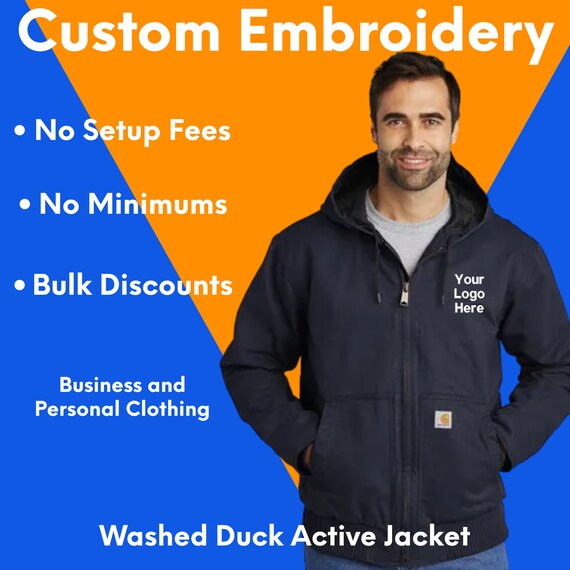 Custom Embroidered Carhartt Washed Duck Active Jacket Personalized Logo  Jacket Men's Workwear Monogramed Jacket Unique Gift Idea 