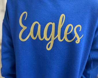 Custom Team Name Sweatshirt, Mascot Sweatshirt, Team Cheer, School Spirit Sweatshirt, Personalized Sweat Shirt, Christmas Gift Idea