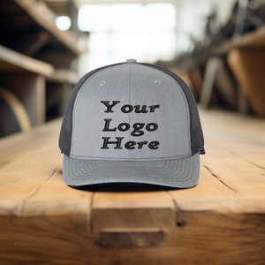 Custom Embroidered Hat, Custom Logo Hat, Trucker Snapback Hat, Company Branded Hat, Richardson Hat, Promotional Hat, Bulk Embroidered Logo,