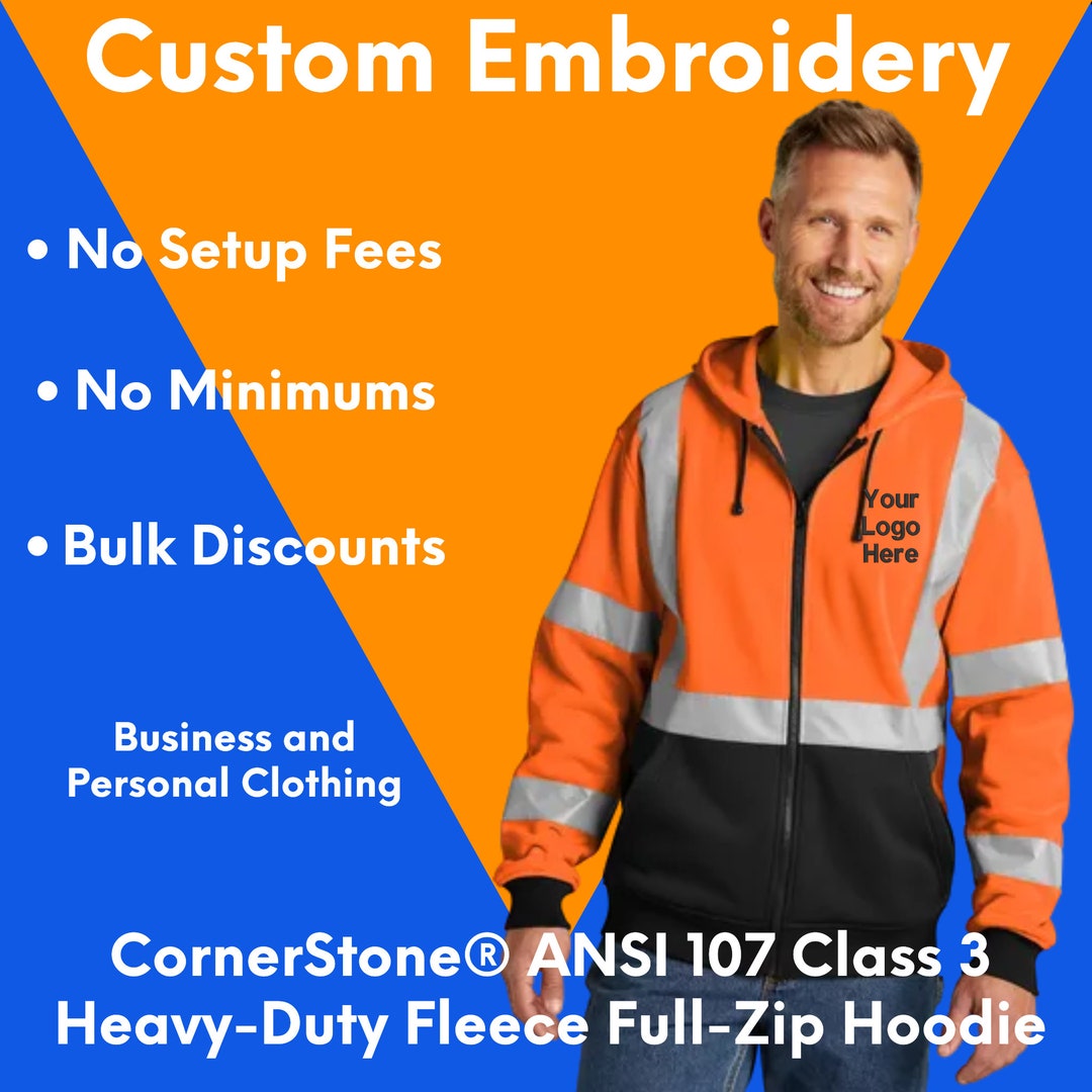 Custom Embroidered Cornerstone ANSI 107 Class 3 Heavy-duty Fleece Full ...