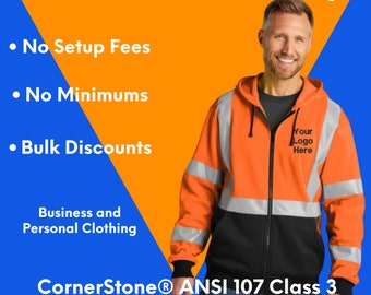 Custom Embroidered CornerStone ANSI 107 Class 3 Heavy-Duty Fleece Full-Zip Hoodie - Personalized Logo Sweatshirt - Unique Gift Idea