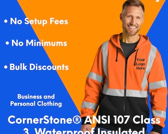 Custom Embroidered CornerStone® ANSI 107 Class 3  Waterproof Insulated Bomber Jacket - Personalized Logo Jacket - Men's Workwear - gift idea