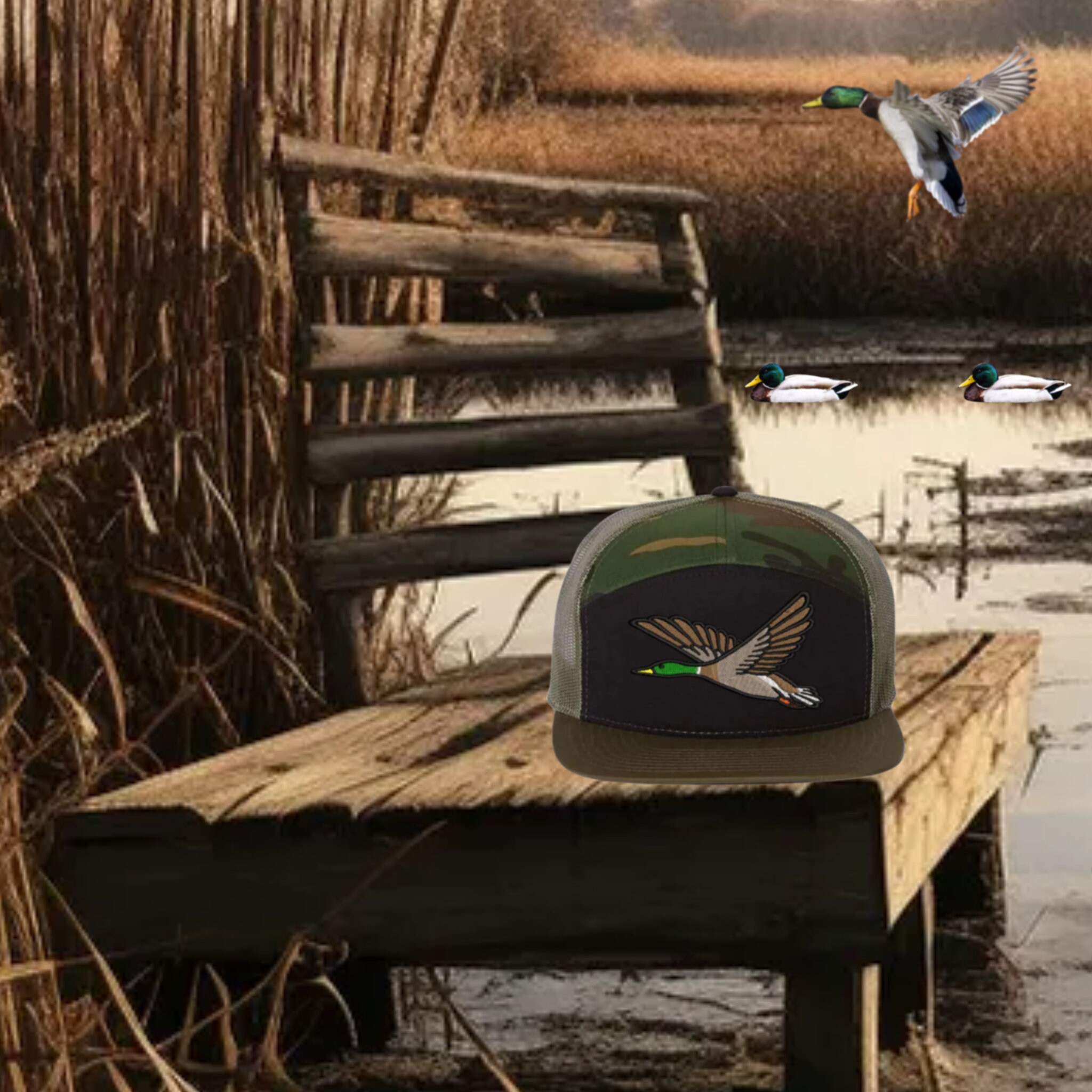 Mallard Duck Embroidered Richardson 168 Flat Bill Trucker Cap Outdoor Wildlife Hat Mallard Duck Hunting Hunter Gift Etsy