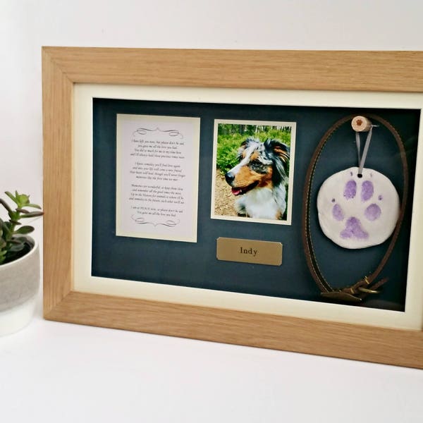 Pet Memorial Shadow Box Frame | Personalised Pet Loss Gifts | Panoramic Pet Frame |  Dog Shadow Keepsake | Cat Memory Box | Mother's Day Dog