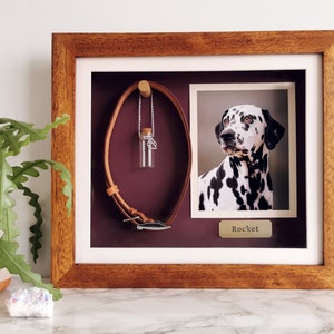 Pet Memorial Shadow Box Frame Mother's Day Pet Loss Iroko Pet Frame Personalized Dog Frame Pet Memory Gift Rainbow-Bridge Gift image 1