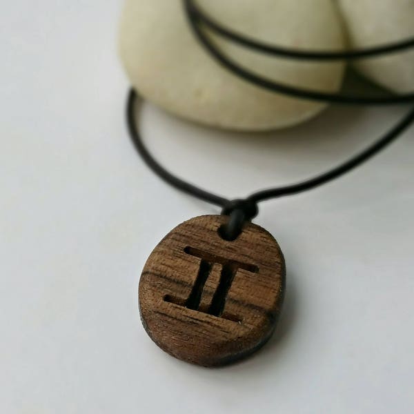 Zodiac Necklace | Star Sign Necklace | Astrology Symbols | Walnut Wooden Pendant | Choker Unisex | Mother's Day Spiritual | Valentines