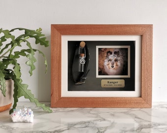 Pet Memorial Shadow Box Frame | Pet Memorial Gift | Sapele Pet Frame | Personalized Dog Keepsake | Cat Memory Gift