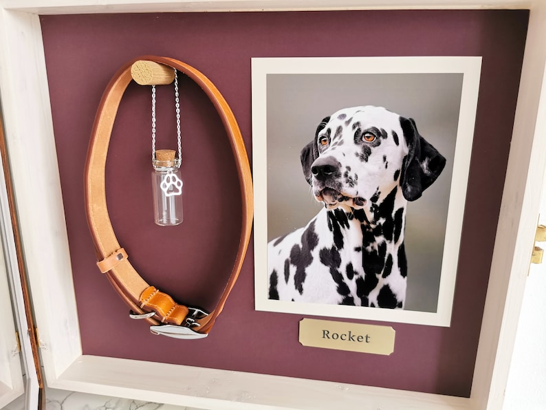 Pet Memorial Shadow Box Frame Mother's Day Pet Loss Iroko Pet Frame Personalized Dog Frame Pet Memory Gift Rainbow-Bridge Gift image 4