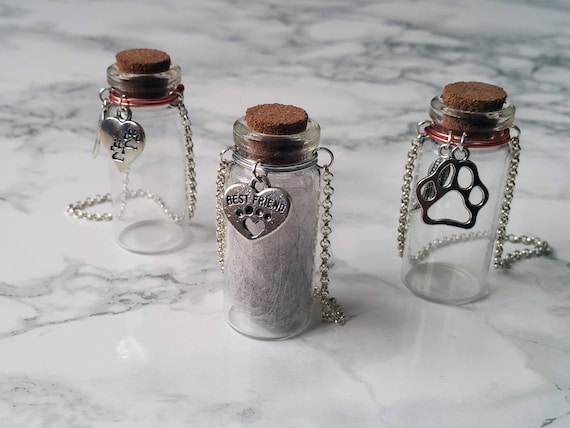 Pet Memorial Urn Glass Vial for Ashes or Hair Pet Loss Gift Dog