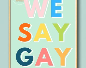 Say Gay Classroom Posters Safe Space LGBTQ Ally Queer Kids Digital Download Prints School Counselor Love Wins