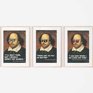 Shakespeare Funny Insults English Language Arts Teacher Classroom Decor Bundle of Posters Digital Download