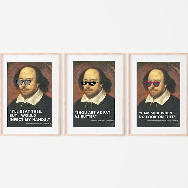 Shakespeare Funny Insults English Language Arts Teacher Classroom Decor Bundle of Posters Digital Download