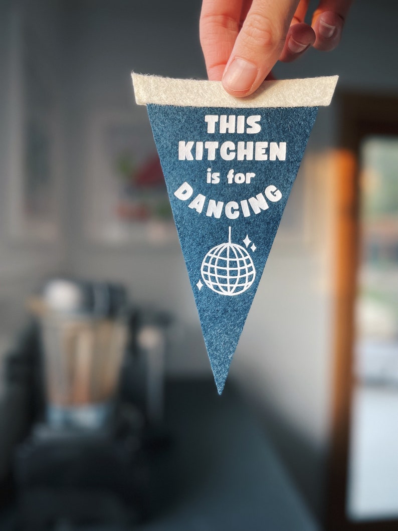 This Kitchen is for Dancing Sign Mini Felt Pennant Gift Custom Flag Banner Disco Ball Aesthetic Modern Kitchen Minimalist Decor image 6