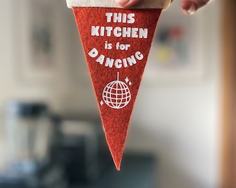 Esta cocina es para bailar signo Mini banderín de fieltro regalo bandera personalizada Banner Disco Ball estética cocina moderna decoración minimalista