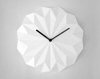 White origami wall clock - SOLA