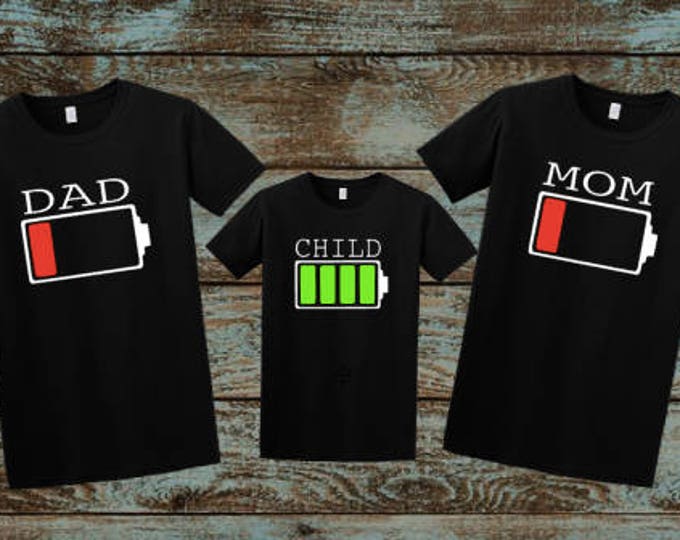 Battery Family Shirts Battery Recharge Daddy Low Battery Etsy