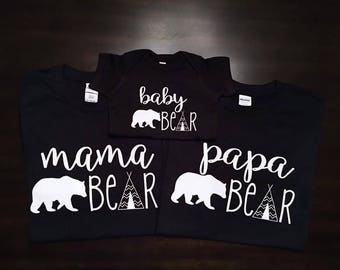 Mama Bear, Papa Bear, Baby Bear, Brother Bear, Sister Bear, Birthday Bear, Family Matching Sets, woodland birthday, Christmas pajamas