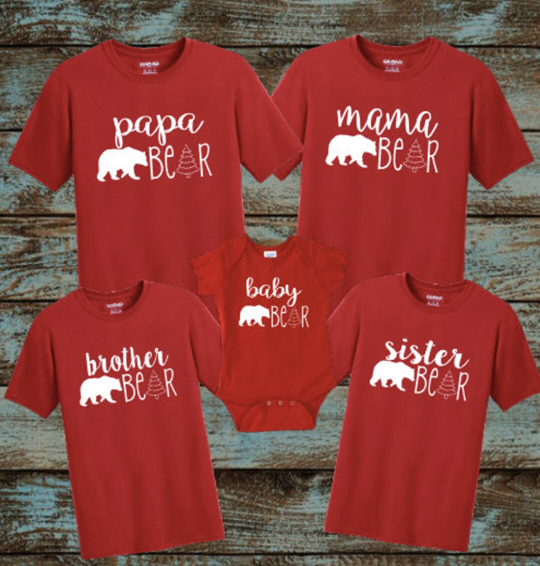 Little Bear Family Tribe Christmas Pajama Picture Shirts