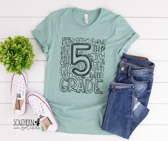 Fifth Grade Typography Teacher Shirt Fifth Grade Teacher | Etsy