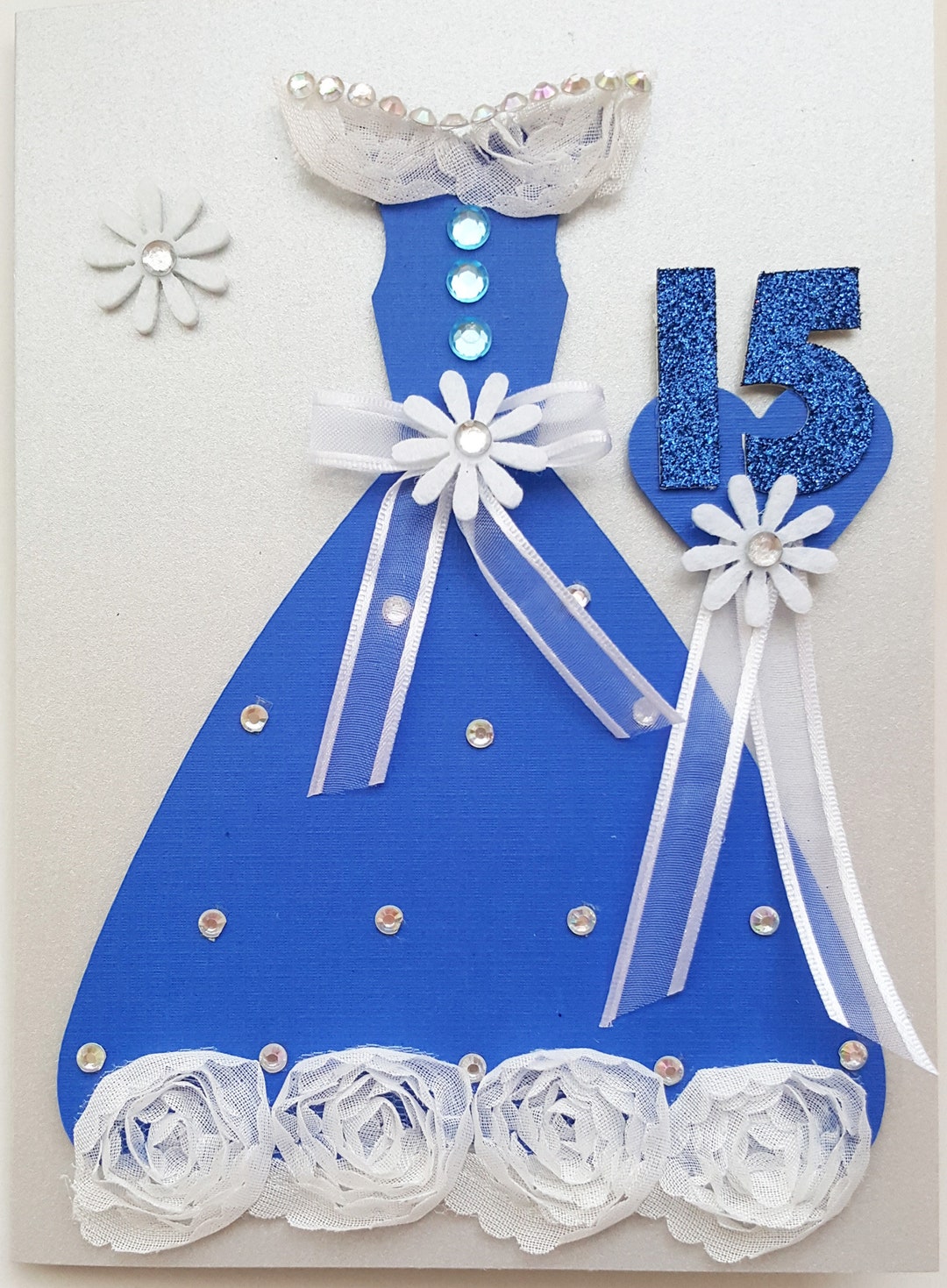 Quinceañera Birthday Dress Style Note Card Handmade Royal Etsy