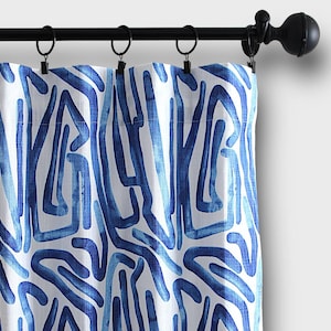 Shiva Abstract Curtains, 5 Colors.Modern Curtain Panels,Drapery Window Treatments,Valance, Tier Kitchen Cafe Curtains.Custom Drapes-UNLINED